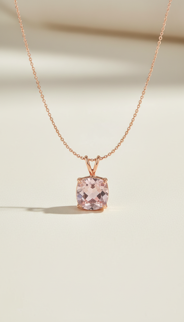 Blush Quartz Pendant Necklace